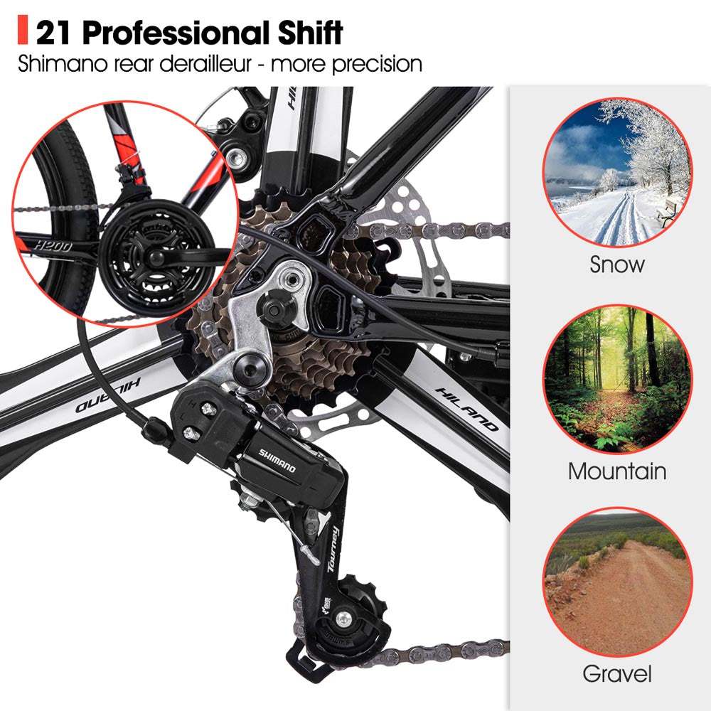 HILAND H200+ | Mountain Bike  21 Speeds Drivetrain Aluminum Frame for Men Women
