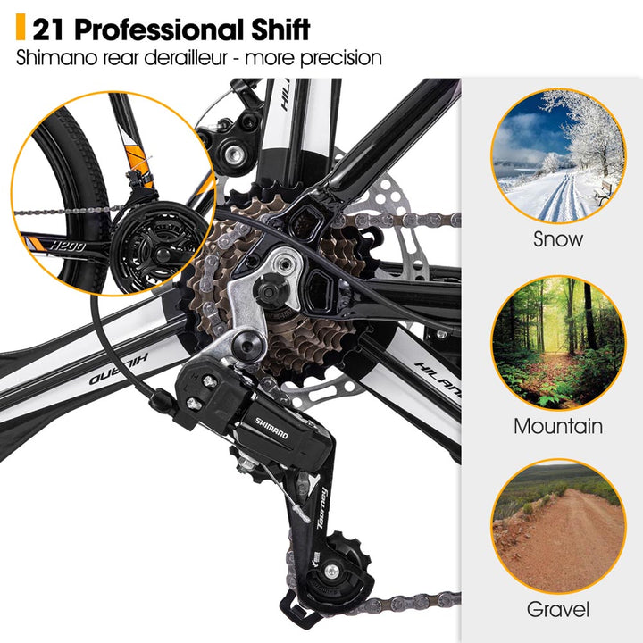 HILAND H200+ | Mountain Bike  21 Speeds Drivetrain Aluminum Frame for Men Women