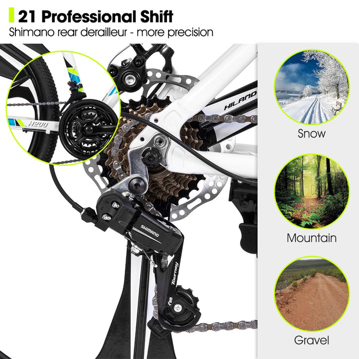 HILAND H200+ | Mountain Bike  21 Speeds Drivetrain Aluminum Frame for Men Women
