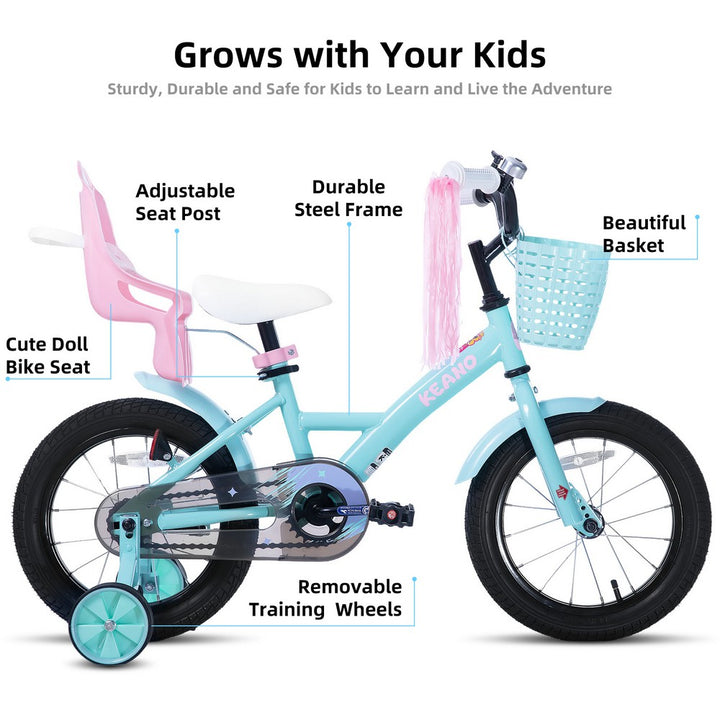 KEANO Zinnia Girls Bike with Doll Seat