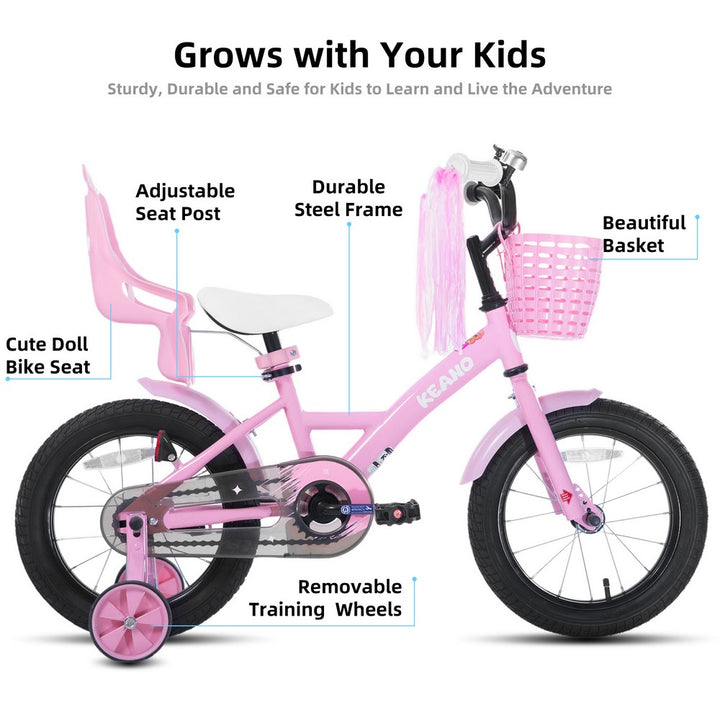 KEANO Zinnia Girls Bike with Doll Seat