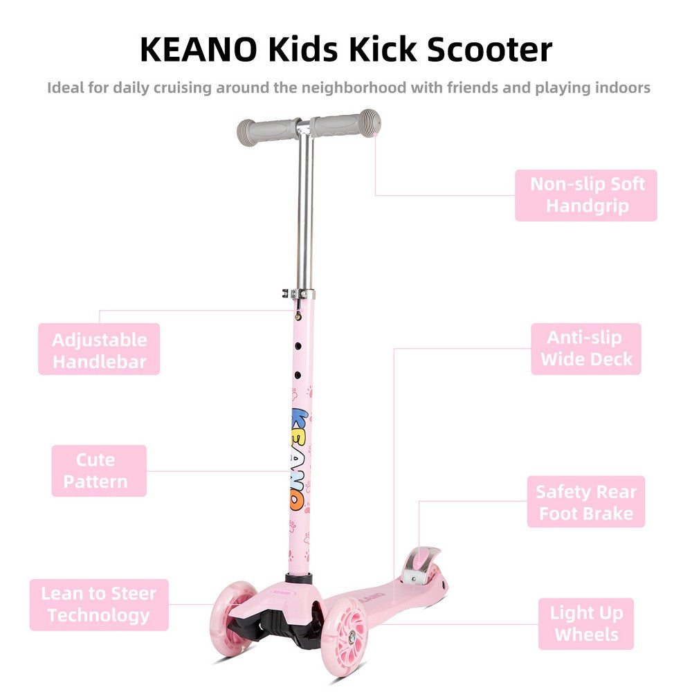 KEANO 3 Wheel Kids Kick Scooter for 3-8 Yrs Boys & Girls