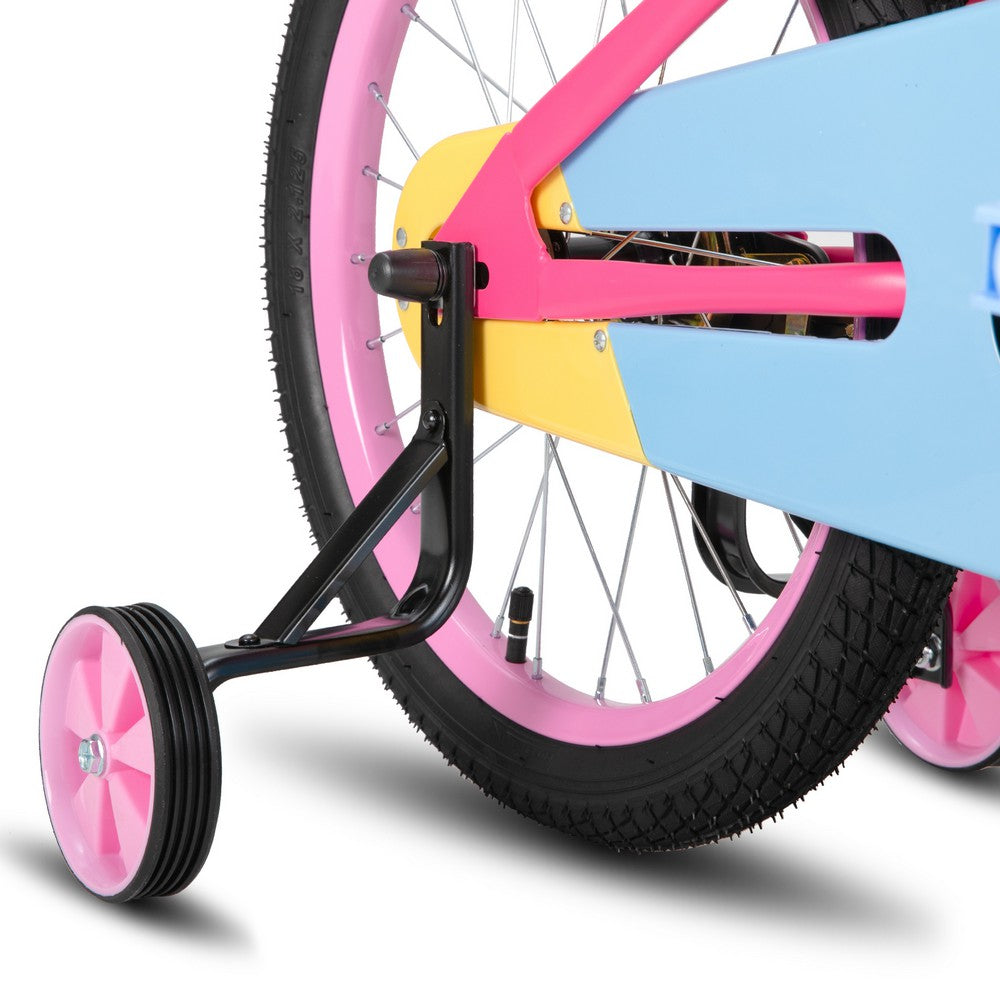 JOYSTAR Macarons Rainbow Girls Bike for 3-7 Years Dual Handbrake