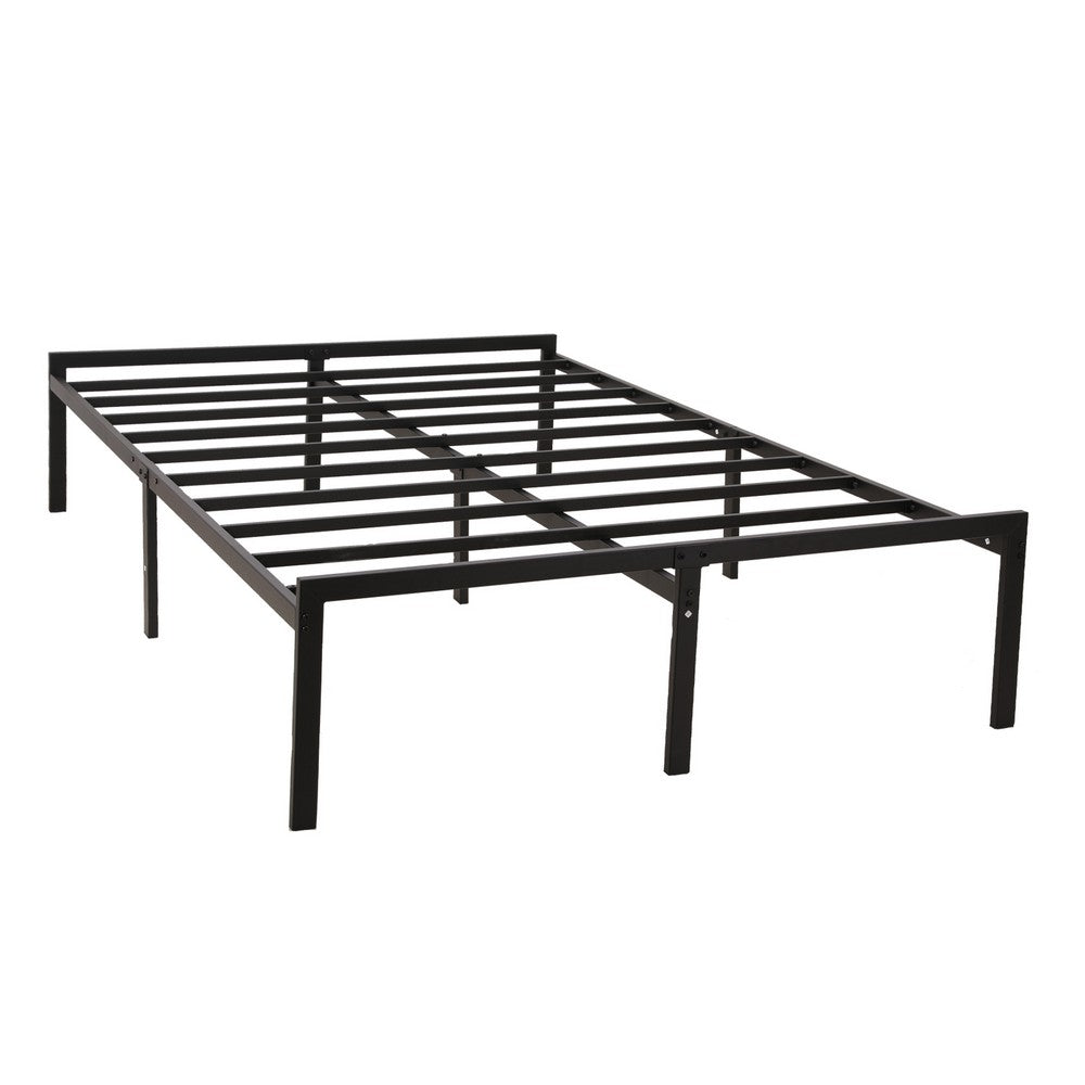 KEANO Black Bed Frame, Heavy Duty Durable Metal Platform with Sturdy Steel Slats, 12.4 Inch Large Underbed Storage Space, No Box Spring Needed, Easy to Assembly, Noise Free - JOYSTARBIKE