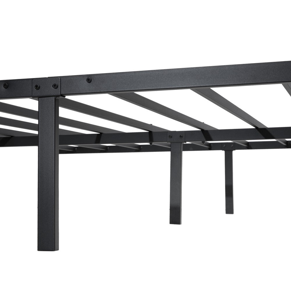 KEANO Black Bed Frame, Heavy Duty Durable Metal Platform with Sturdy Steel Slats, 12.4 Inch Large Underbed Storage Space, No Box Spring Needed, Easy to Assembly, Noise Free - JOYSTARBIKE