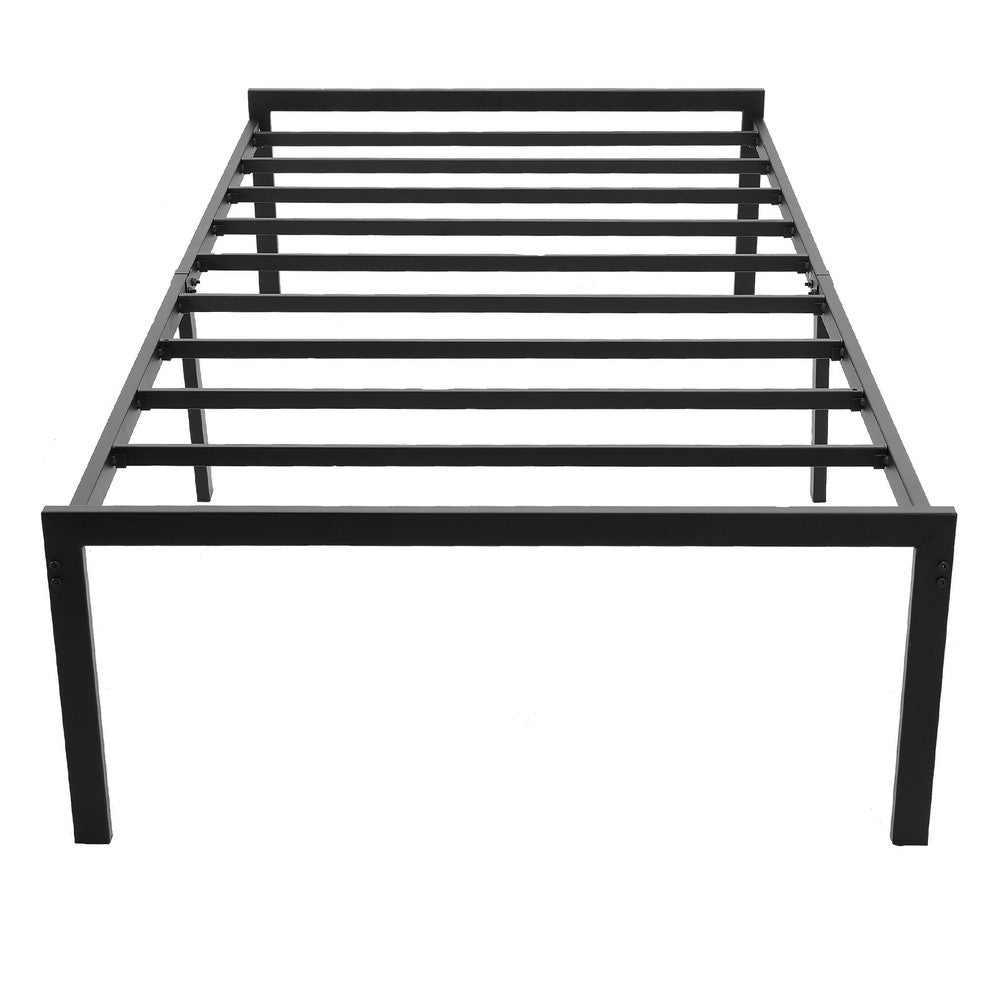 KEANO Black Bed Frame, Heavy Duty Durable Metal Platform with Sturdy Steel Slats, 12.4 Inch Large Underbed Storage Space, No Box Spring Needed, Easy to Assembly, Noise Free - JOYSTARBIKE