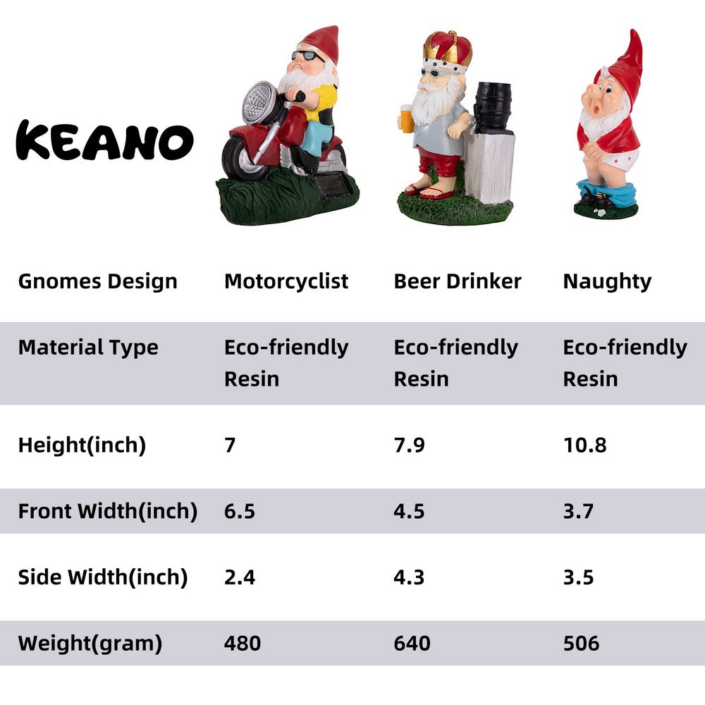 KEANO Garden Gnome Riding Motorcycle Funny Outdoor Statue Gnome Decoration Indoor Outdoor Lawn Figurines for Home Yard Garden KEANO