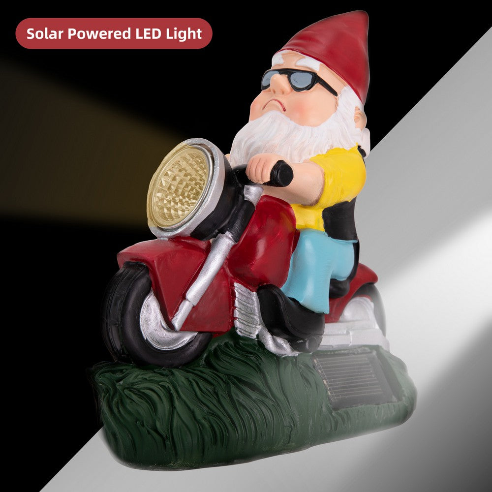 KEANO Garden Gnome Riding Motorcycle Funny Outdoor Statue Gnome Decoration Indoor Outdoor Lawn Figurines for Home Yard Garden KEANO