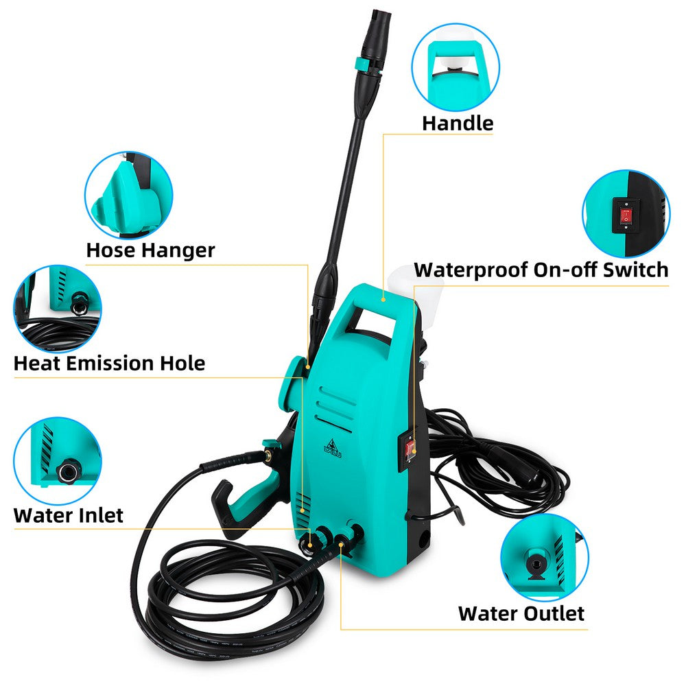 KEANO Electric Pressure Washer 1500PSI Max 1.2 GPM/1800PSI Max 2.0 GPM Electric Power Washer with Soap Tank, 16.4 Foot Hose & 20 Foot Power Cord, Car Wash Machine Ideal Cleaning for Garden, Fence, Home Use - JOYSTARBIKE