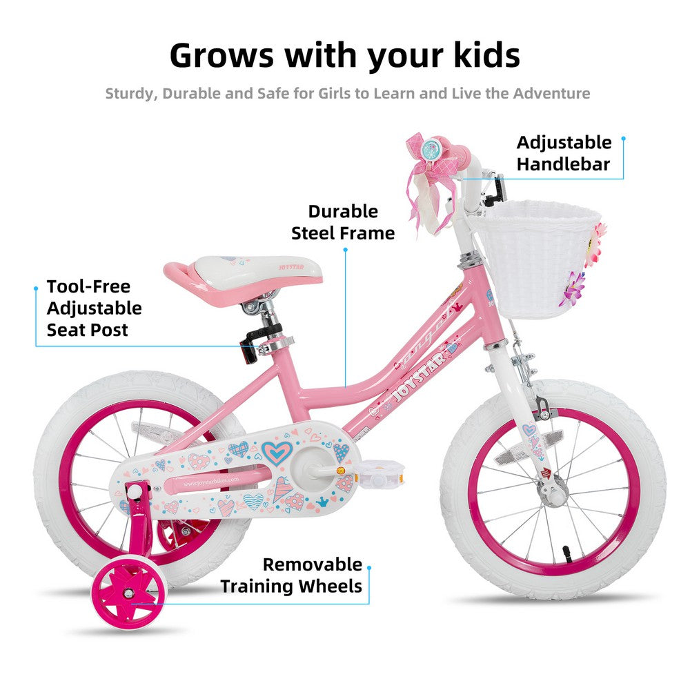 JOYSTAR Angel Girls Bike with Training Wheels & Basket EU