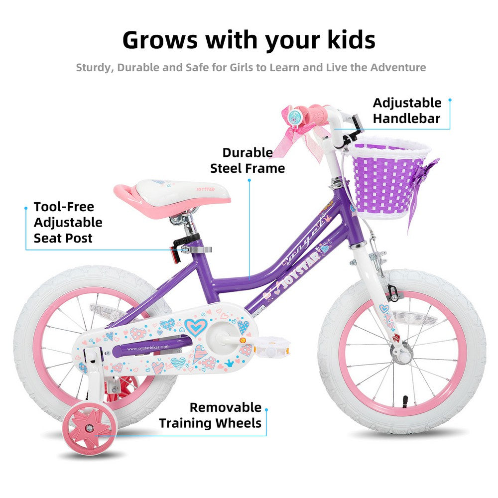 JOYSTAR Angel Girls Bike with Training Wheels & Basket EU