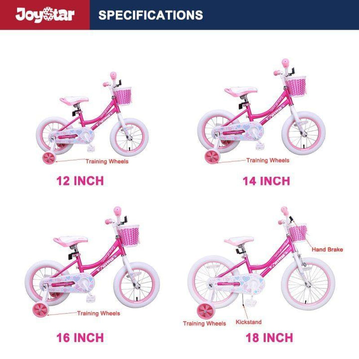 JOYSTAR Angel Girls Bike with Training Wheels & Basket CA - JOYSTARBIKE