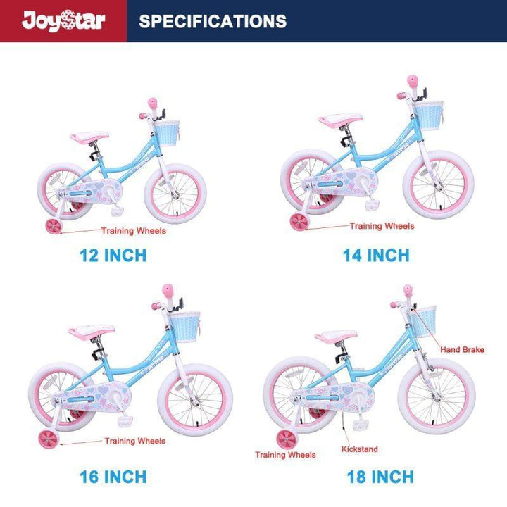 JOYSTAR Angel Girls Bike with Training Wheels & Basket CA - JOYSTARBIKE