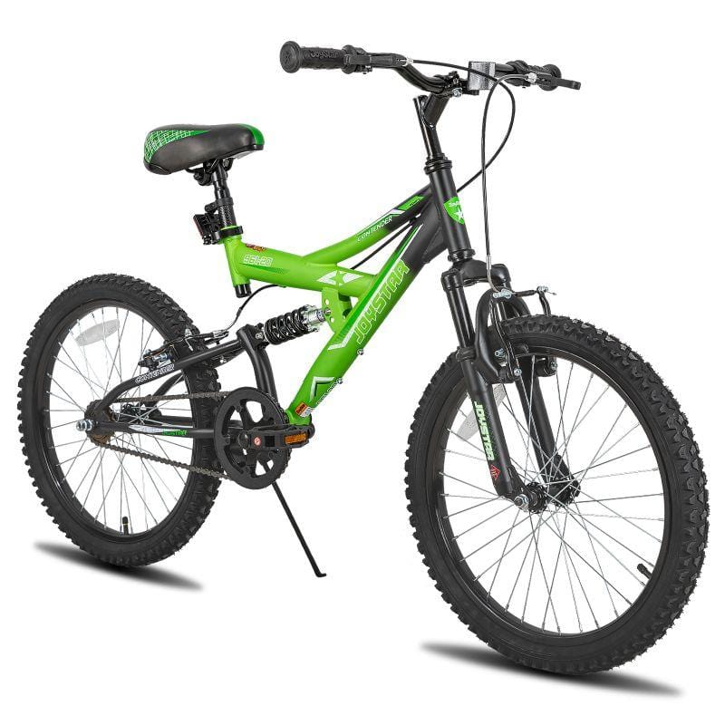 JOYSTAR Contender Full Dual-Suspension MTB dirt bike for 5-13 Year Boys Green / 24 inch