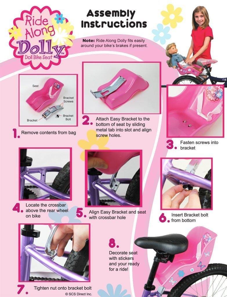 Joystar Doll Bike Seat with DIY Decals/Stickers , Pink Purple - JOYSTARBIKE